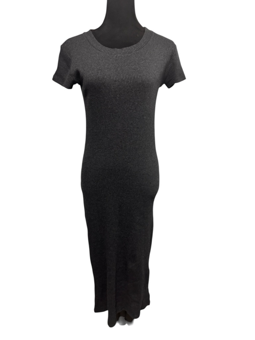 Zara Ribbed Bodycon Midi Dress Grey - Picture 2 of 6
